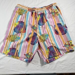 Peter Millar Swim Trunks Men XL Multicolor Fish Stripe Beachwear Vacation Summer